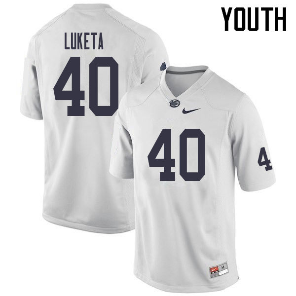 Youth #40 Jesse Luketa Penn State Nittany Lions College Football Jerseys Sale-White - Click Image to Close
